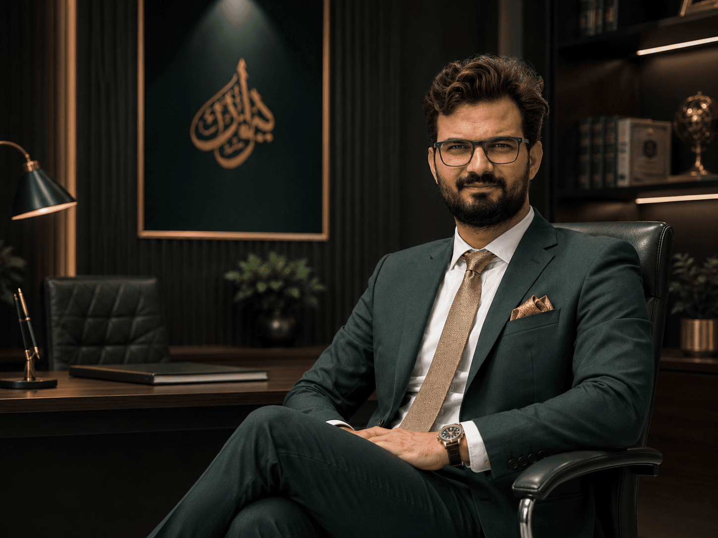 Umer Farooq, founder of UmarCode Campus, seated in his office