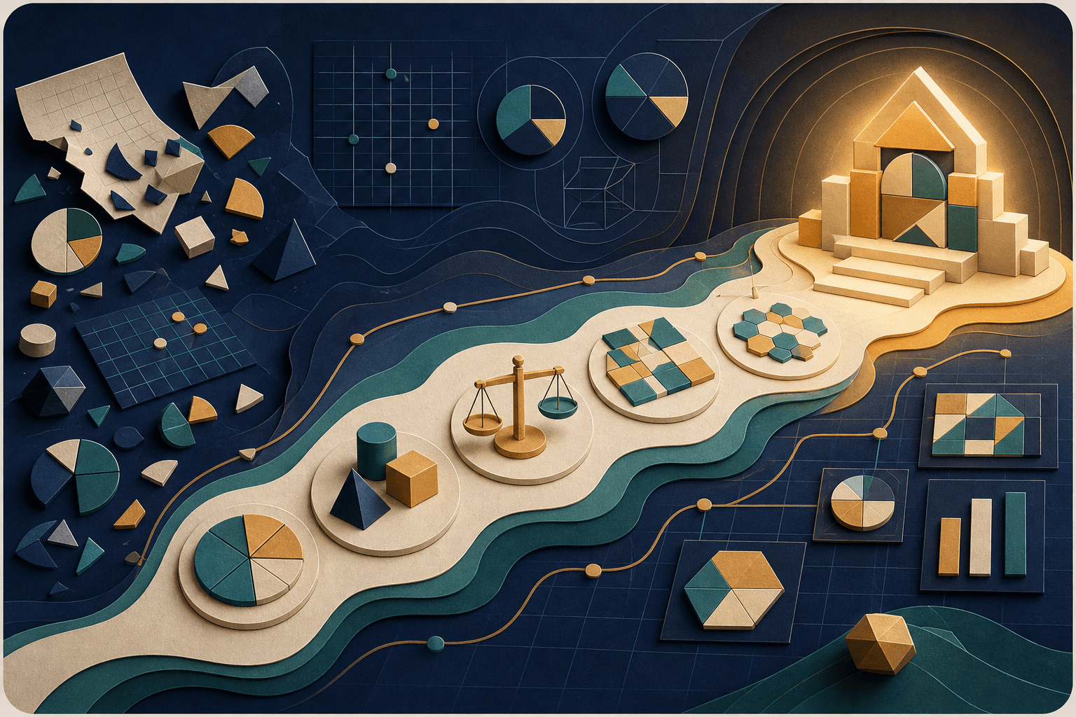 An illustrated Mathematics journey from scattered ideas to connected understanding